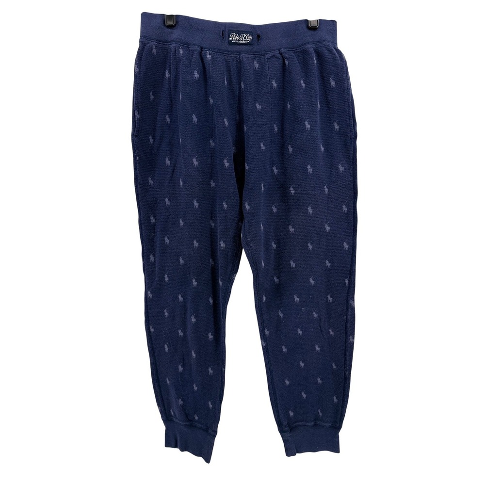 Polo Ralph Lauren Waffle Knit Jogger Pants L Sleepwear Cotton Navy Blue Pony